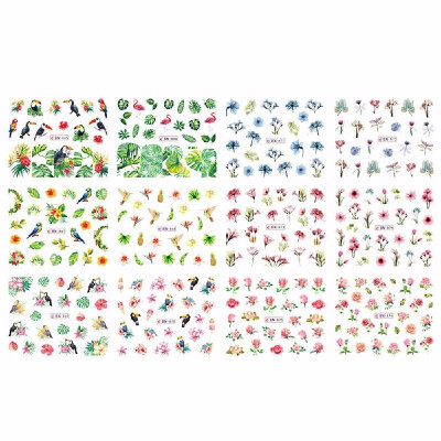 

1 Sheet Nail Sticker Set Mixed Summer Rose Daisy Flamingo Flower Nail Paper Tip Nail Art Styling Set DIY Watermark Manicure