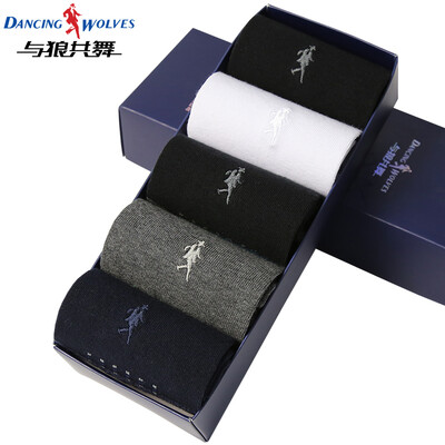 

Dance with wolves DANCING WOLVES socks mens cotton tube socks breathable sweat-absorbent cotton socks business casual cotton socks mixed color 5 pairs of code