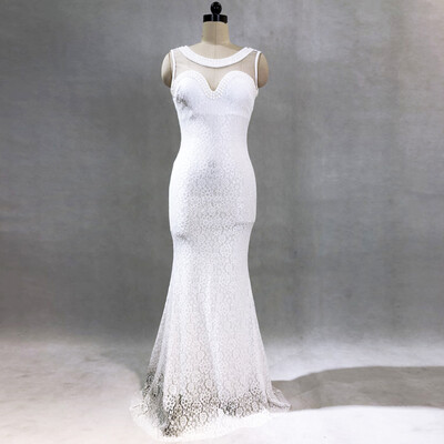

Lace Beaded Mermaid Long Evening Dress