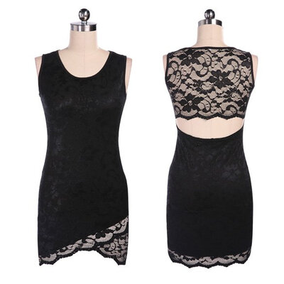 

Fashion Women Floral Lace Hollow Slim Dress Party Clubwear Bodycon Tank Dress