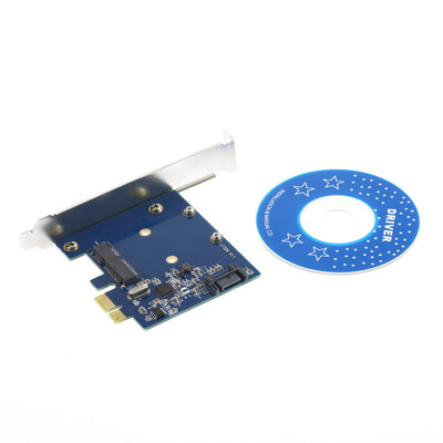 

PCI-E PCIe to mSATA SSD+SATA3.0 Combo Extender Adapter PCI-E toSATAIII Card Blue