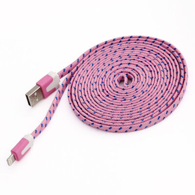 

Double Color 1M3FT 2M6FT 3M10FT 8pin Flat Braided Fabric Woven USB Data Sync Charger Cable for iPhone 5 5S 6 6S Plus