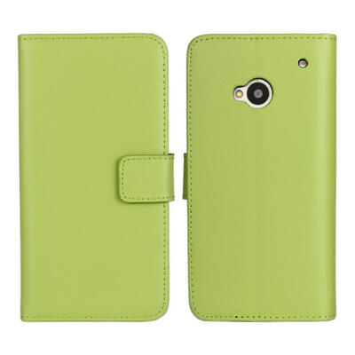 

MOONCASE Cowskin Leather Side Flip Wallet Card Pouch Stand Back Case Cover For HTC One M7 Green