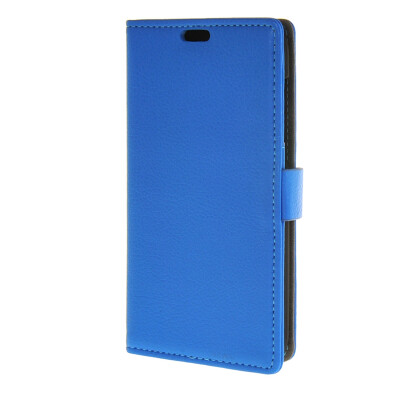 

MOONCASE Litch Skin Leather Card Slot Wallet Bracket Back Case Cover for Huawei Y625 Blue