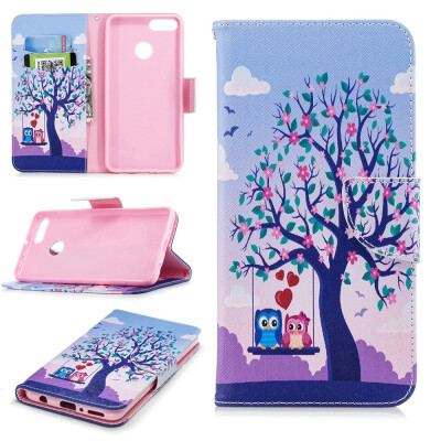 

BEFOSPEY Painting PU LeatherSoft TPU Card Slot Stand Wallet Case For Huawei Y92018593"