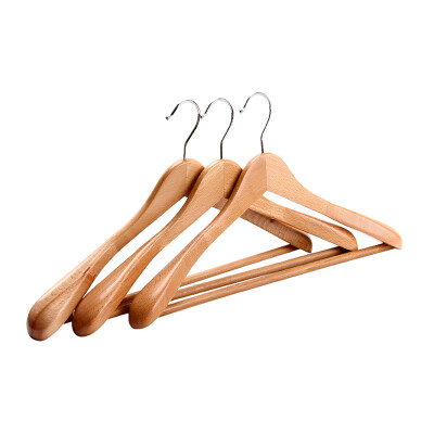 

Additives hangers solid wood hangers suits beech wood drying racks slip wooden wood color pants pants wide shoulders without clothes drying racks environmentally friendly wooden hangers three loaded YX-0747