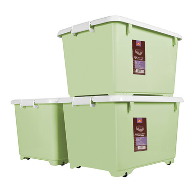 

Love good clothing storage box car storage box bottom with wheels thickening storage box 52L matcha green 3 Pack