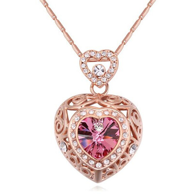 

Crystal Heart Necklace Pendant For Women Mothers Day Gifts Crystal from Swa Elements Rose Gold Plated 19670