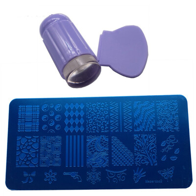 

1Set Christmas XMAS Snowflake Gun Pattern Nail Art Plate Tools&28cm Transparent Nail Stamping Stamp Scraper Polish Print