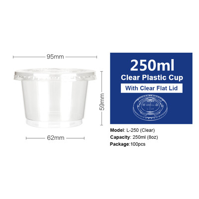 

OTOR Ice Cream Bowl Disposable Plastic Cup with Lid Take Away Food Container for Dessert Fast food Bento Soup 300250ml 100pcs