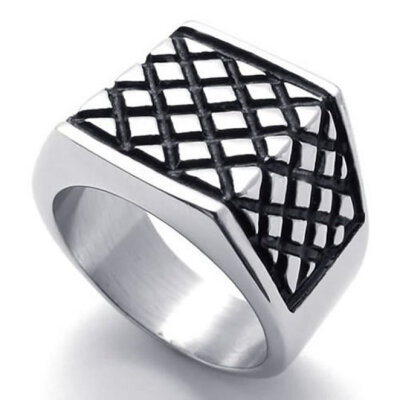 

Hpolw men Black and white stripes Stainless Steel Mens Geometry men Ring,Width:18mm (0.71 inches