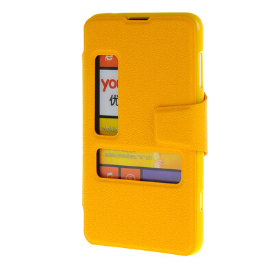

MOONCASE Side Flip Hard board Slim Leather Bracket Window чехол для Cover Microsoft Lumia 625 желтый