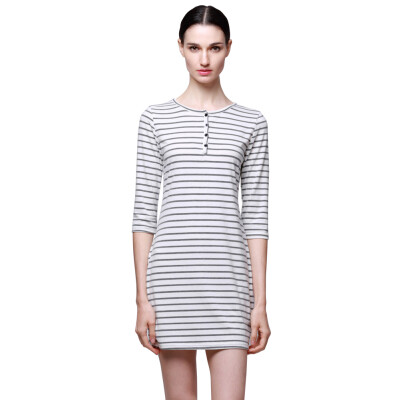 

CANIS@womens Sexy V-neck Casual Loose Short Sleeve T-shirt Striped Mini Dress