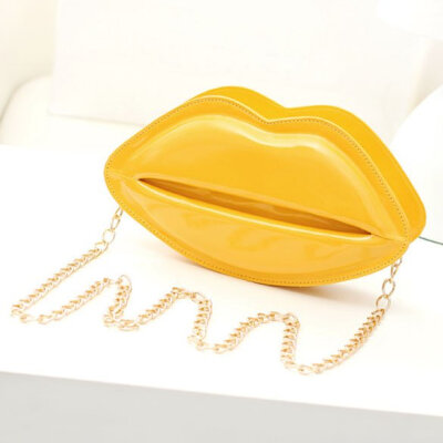 

New Women Korean Style Fashion Lip Style Synthetic Leather Bag Chain Handbag