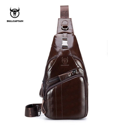 

BULLCAPTAIN Genuine Leather Men Messenger Bag Casual Crossbody Bag Fashion Mens Handbag men chest bag Male Shoulder Bag