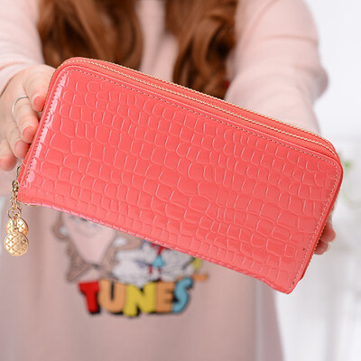 

2018 New Double Zipper Wallet MS High-capacity Long Wallet Change Mobile Phone Leather Handbag Carteira Feminina