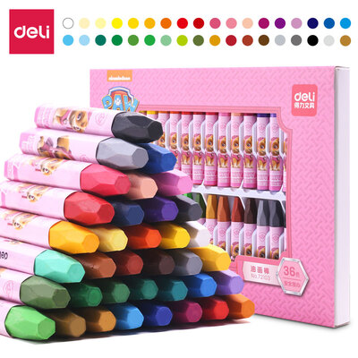 

Deli deli Wang Wang team outstanding work series 36 color student hex rod silk oil painting stick children Crayon painting pen Princess powder 72103