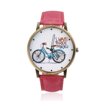 

Men Women Leather Band Analog Bike Round Vintage Casual Quartz Wrist Watch