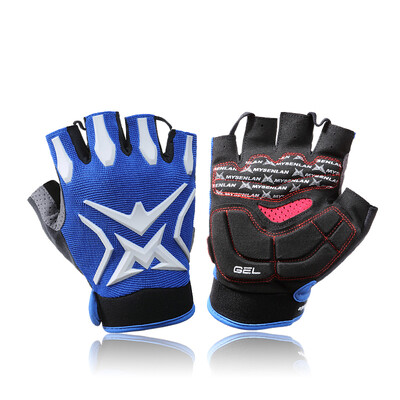 

Meissenlan MYSENLAN Authentic cycling gloves mens short finger bicycle gloves sports outdoor mountain bike gloves equipped top crown - blue