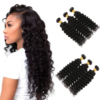 

Brazilian Deep Wave Hair Bundles 100 Unprocessed Human Hair Weave 8-28 Inches Natural Color Free Shipping