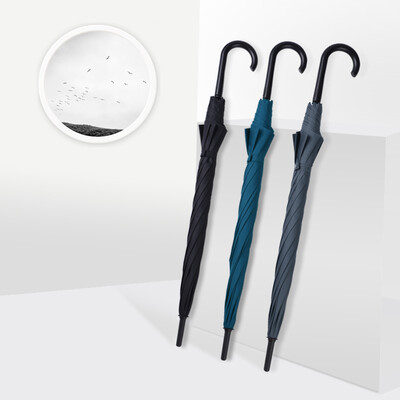 

Obolts windproof straight umbrella umbrella rain dual-use umbrella gentleman umbrella double umbrella long handle solid color double umbrella semi-automatic J-handle dark gray
