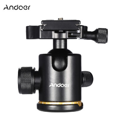 

Andoer Aluminum Alloy Tripod Ball Head Ballhead Maximum Load 3KG with Quick Release Plate 14" Screw for Camera Tripod Slideway Ph