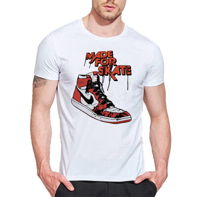 

Mens O Round Neck Casual Short Sleeves Fashion Cotton T-Shirts Skating Letter & Picture Digital Print