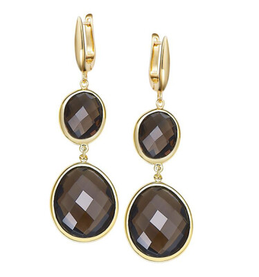 

332Ct Natural Smoky Quartz Irregular Shape 925 Sterling Silver Dangle Earrings