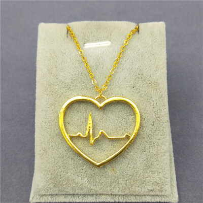 

New Trendy Womens jewelry heart necklace color ecg necklace valentines day gift