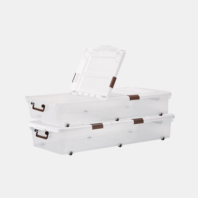 

FOOJO bed bottom storage box 54L 2 only clothes quilt bed storage box transparent sliding cover double door