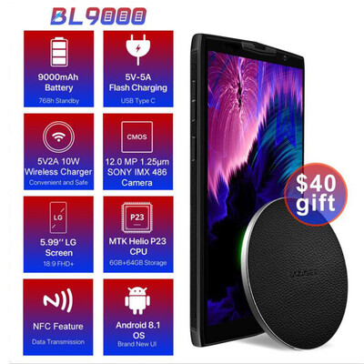 

DOOGEE BL9000 599 OTG 4G Smartphone 9000 mAh 5V 5A Flash Charge 6GB 64GB Android 81 Helio P23 12MP5MP8MP NFC Mobile Phone