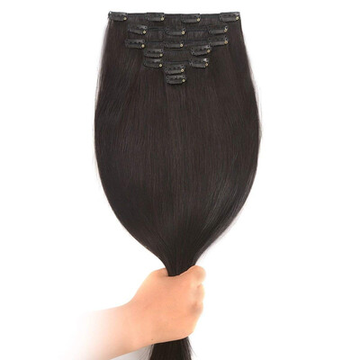 

BHF Hair 100 Natural Virgin Human Hair Straight Clip In Hair Extensions Full Head Set