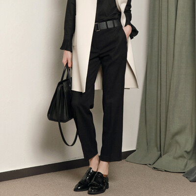 

HERSVANDO The spring of 2016 pound suit fabric in waist thin solid nine suit pants pants