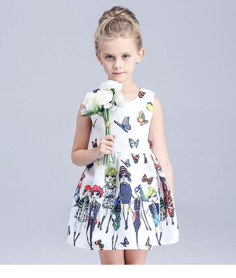 

2018 Princess Flower Girl Dress for Wedding Handmade Flowers Girls Pagenat Dress Prom Gown Rose print kids clothes