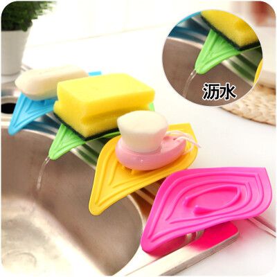 

3pcs Multifunction leaves with soap holder drain&slip ring soap dish kitchen sink clean sponge rack bathroom accessories