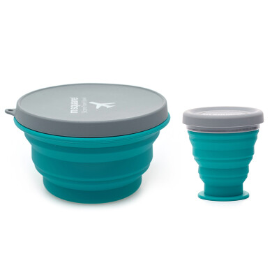 

m square travel outdoor portable tableware folding silicone bowl cup mug cup drinking cup telescopic cup travel camping travel supplies blue suit large bowl cup