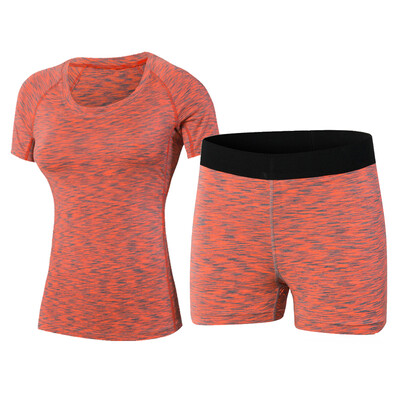

Yoga Set Running Sportswear Compression Shorts Tights Female T-Shirt Sport Suit
