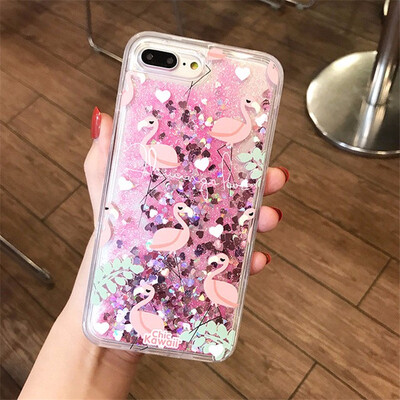 

Glitter Bottle Quicksand Dynamic Phone Case Bling Flowing Sequins Cases For iPhone 8 7 6 6s Plus X