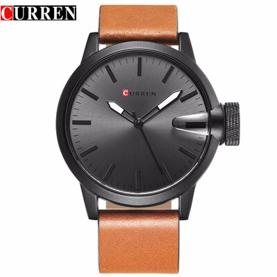 

CURREN luxury top brand new fashion black quartz mens watch leather strap montre homme Wrist Sports Military Army Relogio 8208