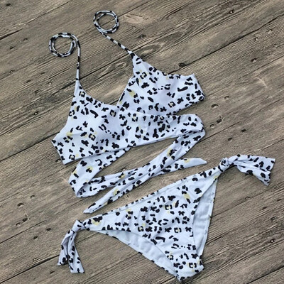 

2018 Women Sexy Bikini Ladies Bandage Floral Printed Swimwears Female Halter Bikinis Set Swimsuit Women Low Waist Bathing Suit