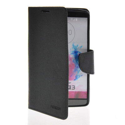 

MOONCASE Classic cross pattern Leather Side Flip Wallet Card Pouch Stand Soft Shell Back Case Cover for LG G3 Black