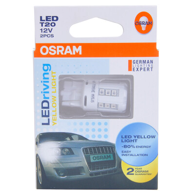 

OSRAM W21W Светодиодный фонарь стоп-сигнала заднего хода фонарик поворота указатель поворота автомобильные лампочки вспомогательный свет 7705YE [желтый свет 12V1W] (2 палочки)