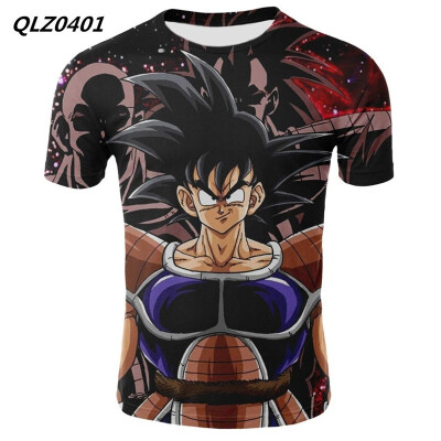 

XXXXL New Mens Fashion Short-Sleeve T-Shirt Dragon Ball Anime Print T-Shirt Casual Slim Sport T-Shirt Mens Tights