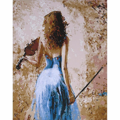 

Frameless DIY Digital Oil Painting 16 20 Lady with Violin Hand Painted Cotton Canvas Paint By Number Kit Home Office Wall Art