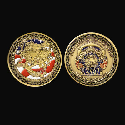 

Gold Plated US Marine Corps Core Challenge Commemorative Coin Skull&bones coins Collectible Gift