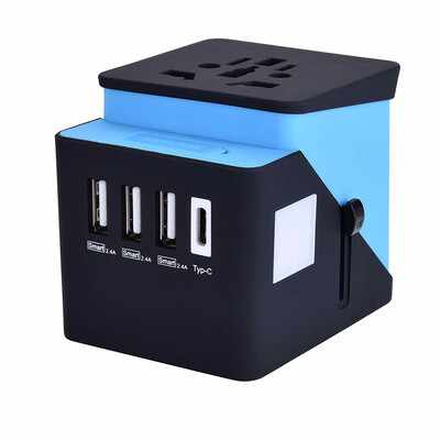 

International Travel Adapter with 24A 3 USB Type C Charger Universal AC Socket Wall Outlet Plugs for European UK