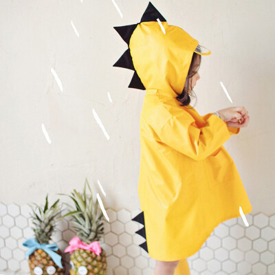 

Banzheni childrens raincoat non-disposable boys&girls poncho cloak raincoat cute little dinosaur schoolbags poncho cloak childrens rain gear reusable yellow