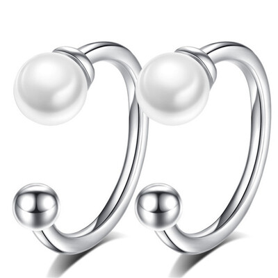 

White Simulated Pearl Earrings for Lady Ear Clip Earrings without Piercing Ear Cartilage Earrings for Women Cartilage on Earring K