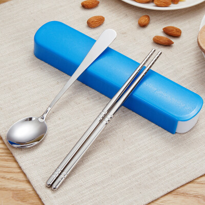 

【Jingdong Supermarket】 Ou Runzhe stainless steel portable tableware chopsticks spoon set blue 2 sets