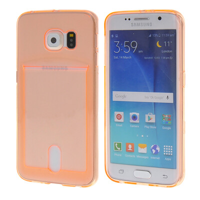 

MOONCASE Case for Samsung Galaxy S6 Flexible Soft Gel TPU Silicone Skin Slim Durable With Card Slot Cover Orange